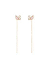 Dazzling Swan Drop Earrings Pink Rose Gold - SWAROVSKI - BALAAN 3