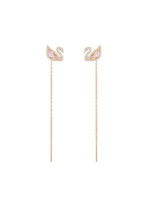 Dazzling Swan Drop Earrings Pink Rose Gold - SWAROVSKI - BALAAN 3