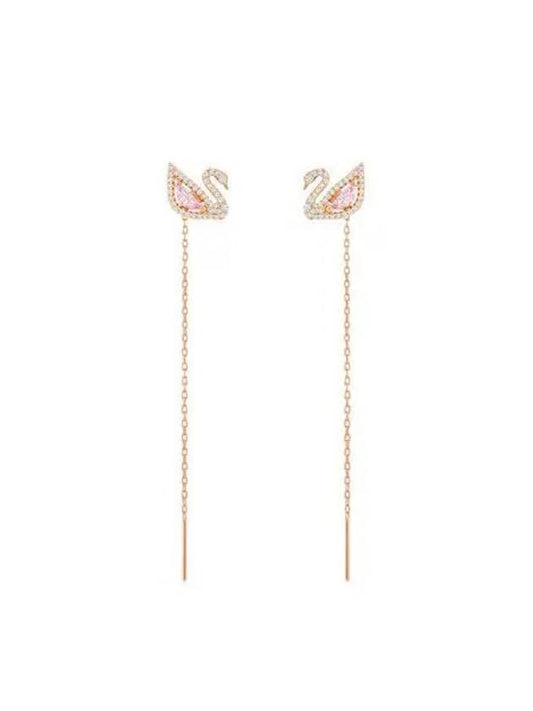 Dazzling Swan Drop Earrings Pink Rose Gold - SWAROVSKI - BALAAN 2