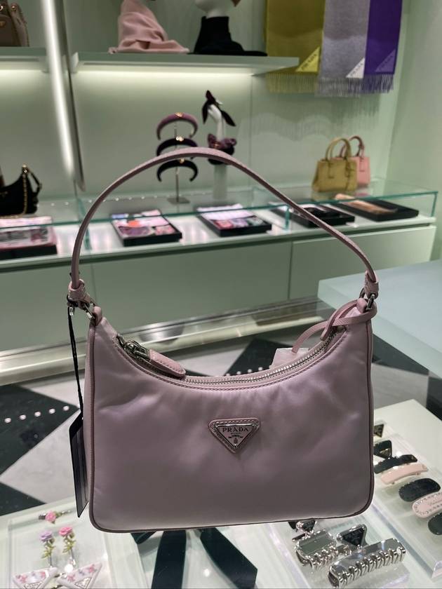 Re-Edition 2005 Silver Logo Re-Nylon Saffiano Mini Shoulder Bag Alabaster Pink - PRADA - BALAAN 2