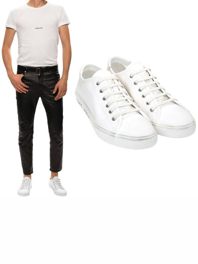 Malibu Logo Canvas Low Top Sneakers White - SAINT LAURENT - BALAAN 2