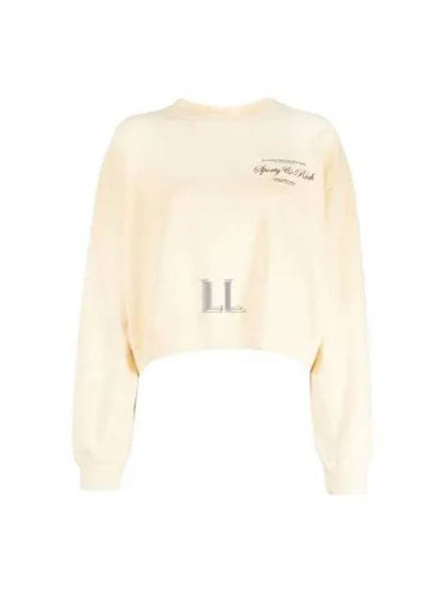 Logo Print Cropped Cotton Sweatshirt Light Yellow - SPORTY & RICH - BALAAN 2