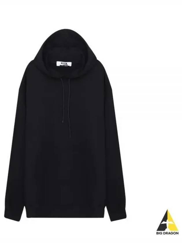 Maxi Logo Print Overfit Cotton Hoodie Black - MSGM - BALAAN 2