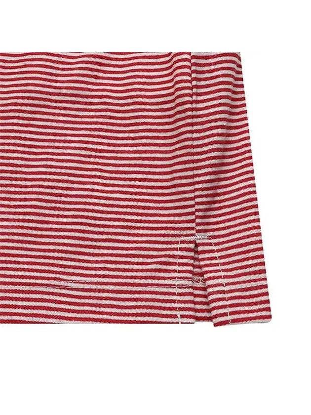 Striped One-Point Basic Half High Neck T-Shirt 9720LAUDWHITE RED - BLACK&WHITE - BALAAN 4