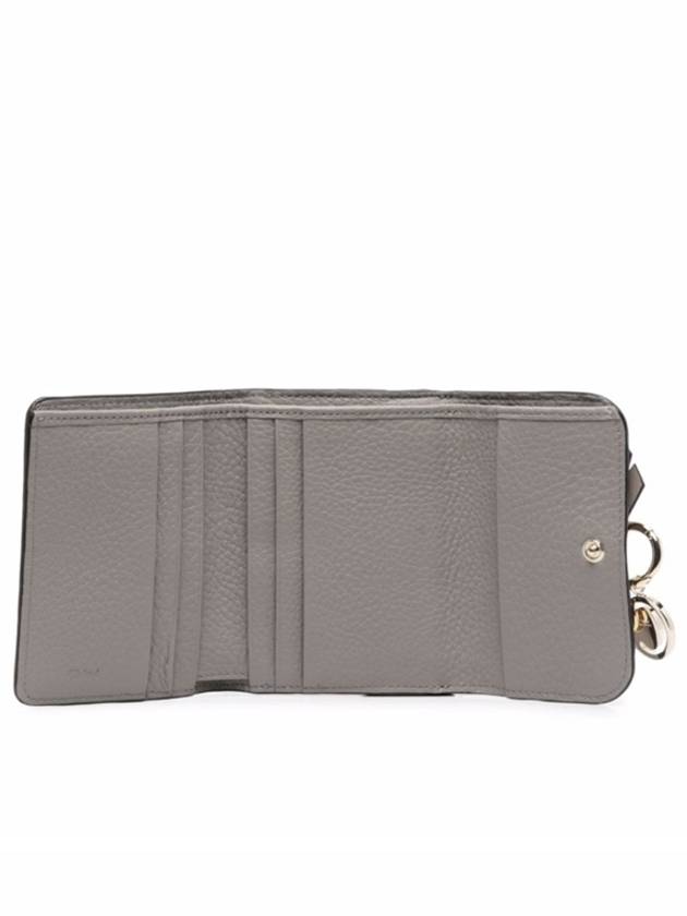 Alphabet Grain Leather Flap Small Half Wallet Grey - CHLOE - BALAAN 4