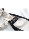 CC Ribbon Hair Scrunch Band White Black - CHANEL - BALAAN 10