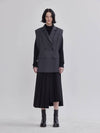 Lapel Collar Develop Design Wool Vest Gray - LIE - BALAAN 2
