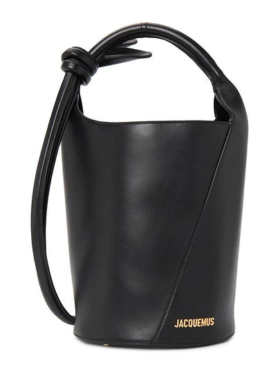 Le Petit Tourni Mini Knotted Leather Bucket Bag Black - JACQUEMUS - BALAAN 2