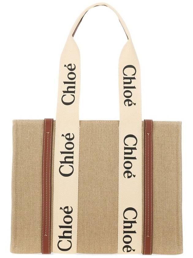 Woody Canvas Medium Tote Bag Brown - CHLOE - BALAAN 4