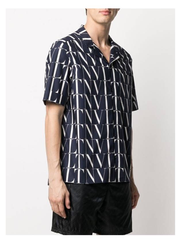 Men's Logo Pattern Short Sleeve Shirt Black - VALENTINO - BALAAN.