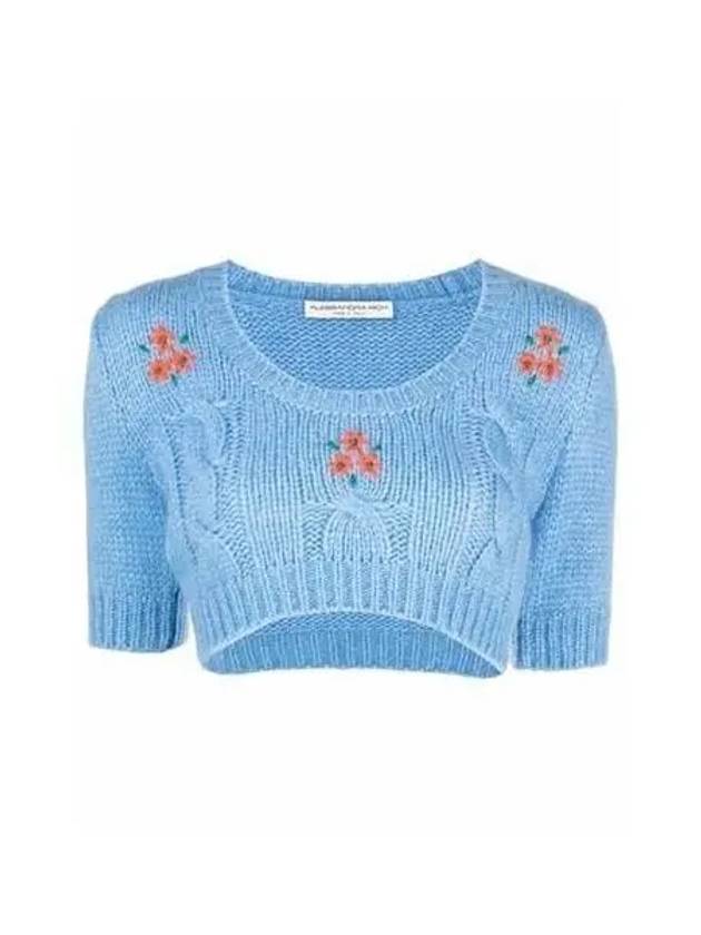 Women s flower embroidery crop knit blue green FAB2675K3365 - ALESSANDRA RICH - BALAAN 1