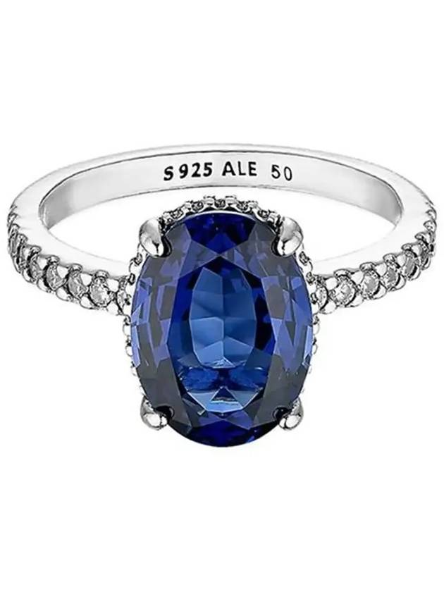 Women's Sparkling Statement Halo Ring Silver Blue - PANDORA - BALAAN 4