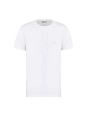 Embroidered Logo Cotton Jersey Short Sleeve T-Shirt White - DIOR - BALAAN 1