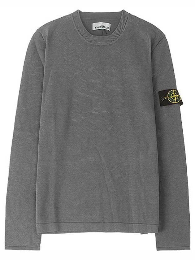 Men's Logo Wappen Crew Neck Knit Sweatshirt Grey - STONE ISLAND - BALAAN 2