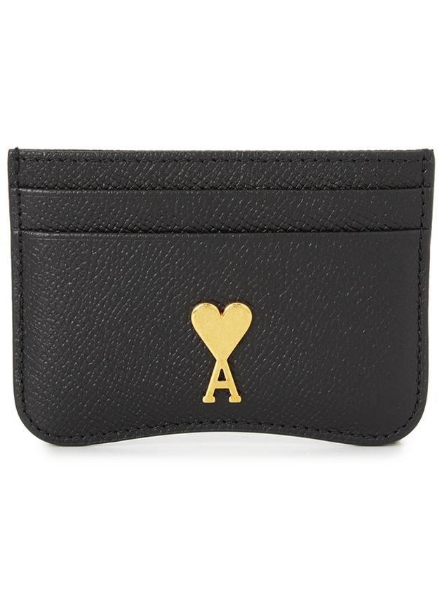 Metal Logo Leather Card Wallet Gold Black - AMI - BALAAN 2