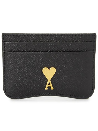 Metal Logo Leather Card Wallet Gold Black - AMI - BALAAN 2