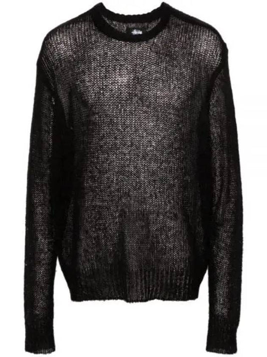 117205 BLACK loose knit sweater - STUSSY - BALAAN 1