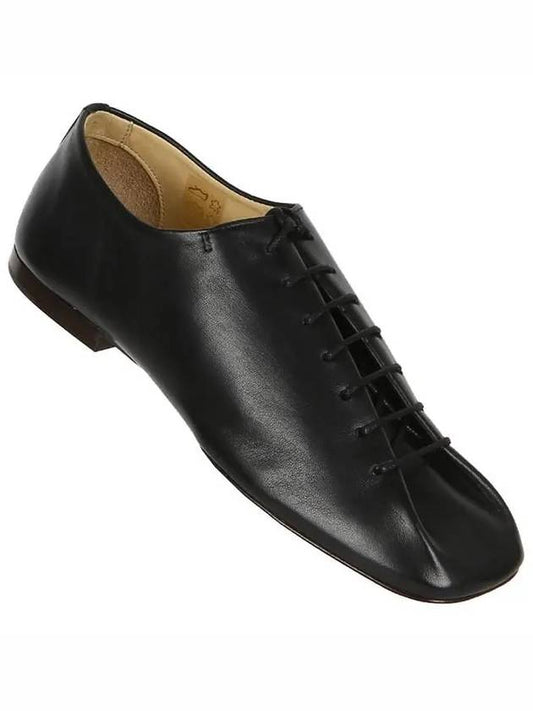 Square Toe Lambskin Lace Up Derby Black - LEMAIRE - BALAAN.