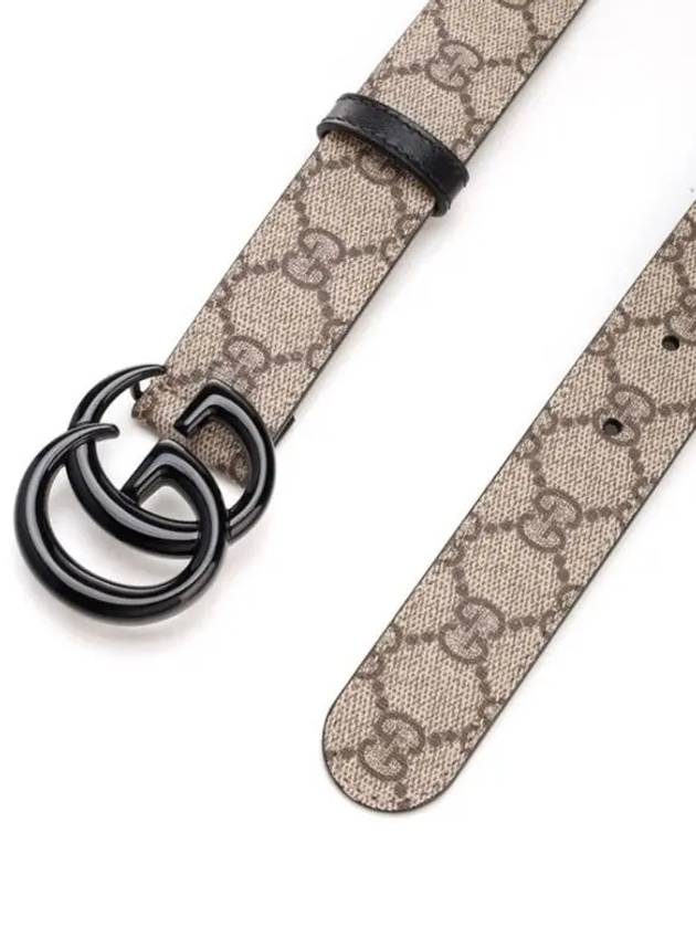 GG Marmont thin belt beige black - GUCCI - BALAAN 4