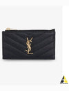 Monogram Fragment Zipper Card Wallet Black - SAINT LAURENT - BALAAN 2