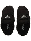 Women's Triangle Logo Shearling Lining Slippers Black - PRADA - BALAAN 7