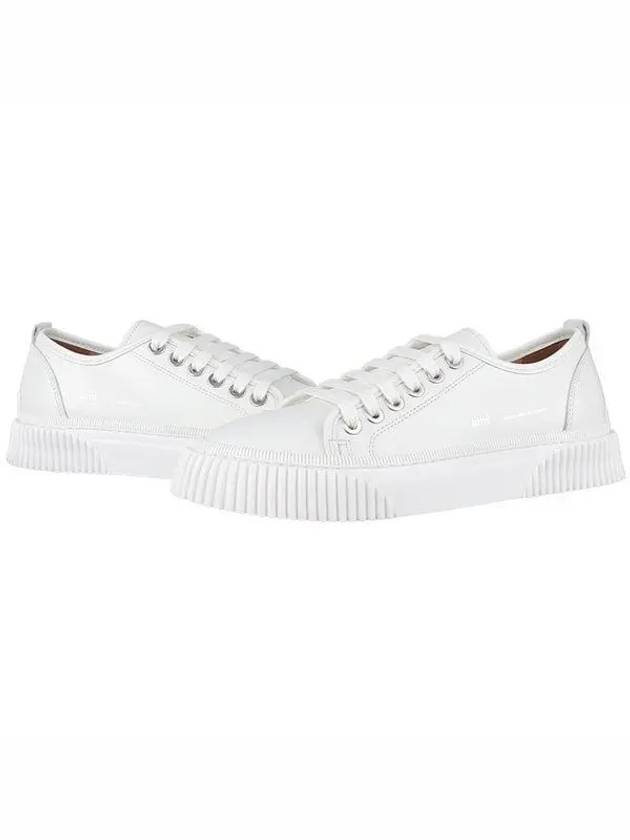 Lace Up Logo Leather Low Top Sneakers White - AMI - BALAAN 2