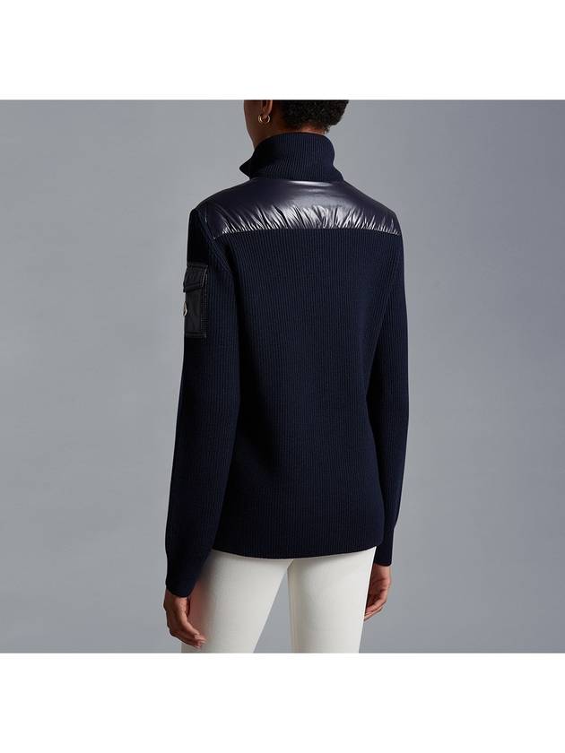 Merino Wool Padded Cardigan Navy - MONCLER - BALAAN 4