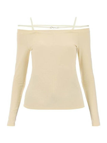 Women's Sierra Signature Long Sleeve T-Shirt Beige - JACQUEMUS - BALAAN 1