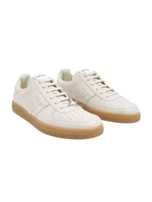 Logo Leather Low-Top Sneakers White - TOM FORD - BALAAN 2