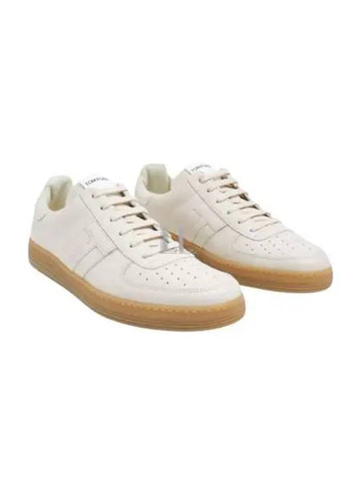 Logo Leather Low-Top Sneakers White - TOM FORD - BALAAN 2