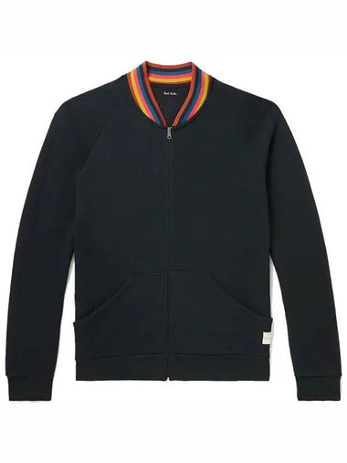 Artist Stripe Stand Collar Cotton Zipup Sweatshirt Cardigan - PAUL SMITH - BALAAN 1