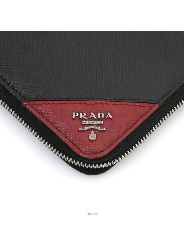 Saffiano Men s Leather Zipper Long Wallet 2ML188 Black Pencil - PRADA - BALAAN 6