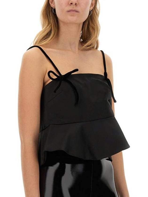 Satin Peplum Sleeveless Black - GANNI - BALAAN 6