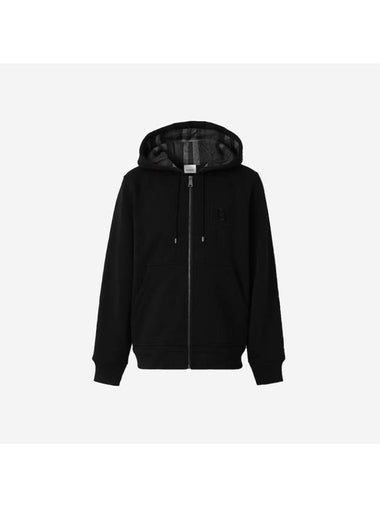 Letter Graphic Cotton Blend Zip Hoodie Black - BURBERRY - BALAAN 1