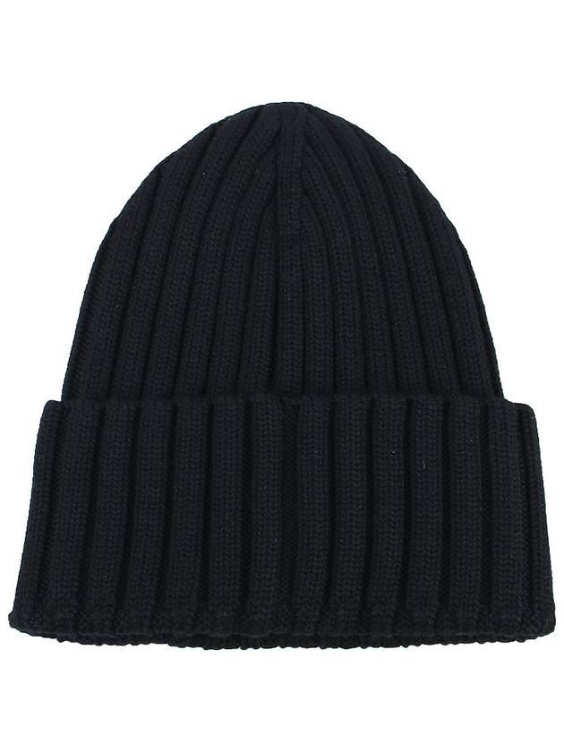 Logo Patch Wool Beanie Black - MONCLER - BALAAN 4