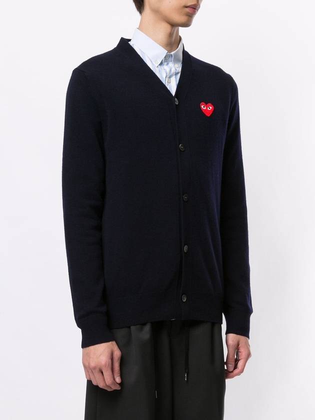 Heart Wappen V-Neck Cardigan Navy - COMME DES GARCONS - BALAAN 3