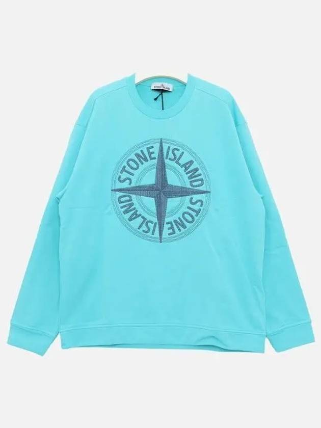 Garment Dying Compass Embroidery Logo Sweatshirt Blue - STONE ISLAND - BALAAN 2