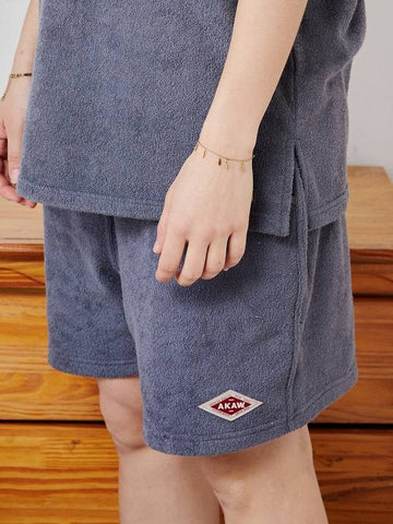 Terry Towel Oversized Fit Shorts Charcoal - AKAW - BALAAN 1