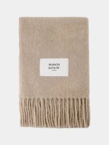 Baby Alpaca Plain Muffler Scarf Dark Beige - MAISON KITSUNE - BALAAN 1