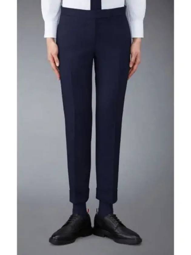 Cropped Tailored Twill Wool Skinny Straight Pants Navy - THOM BROWNE - BALAAN 2