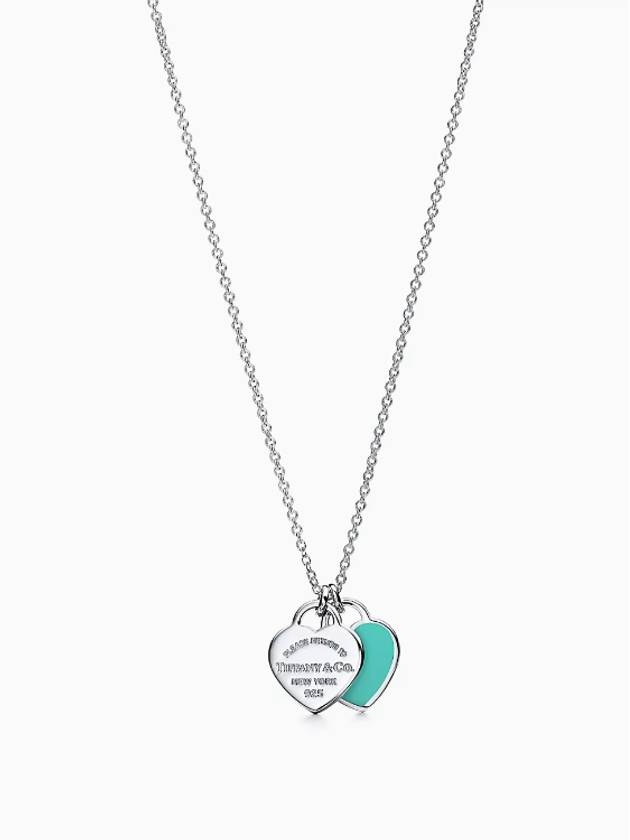 Return To Tiffany Mini Double Heart Necklace Silver Blue - TIFFANY & CO. - BALAAN 2