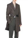 Homme Houndstooth Belted Single Coat Dark Brown - DIOR - BALAAN.