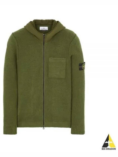 Waffen Patch Fleece Zip Up Hoodie Green - STONE ISLAND - BALAAN 2