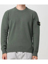 Logo Patch Lambswool Crewneck Knit Top Green - STONE ISLAND - BALAAN 3