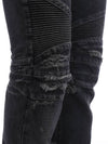 Men's Biker Jeans Gris Gray - BALMAIN - BALAAN.