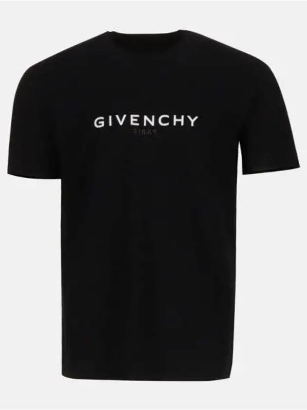 Men's Reverse Logo Round Slim Short Sleeve T-Shirt Black - GIVENCHY - BALAAN 2