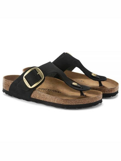 Gizeh Big Buckle Nubuck Leather Flip Flop Black - BIRKENSTOCK - BALAAN 2