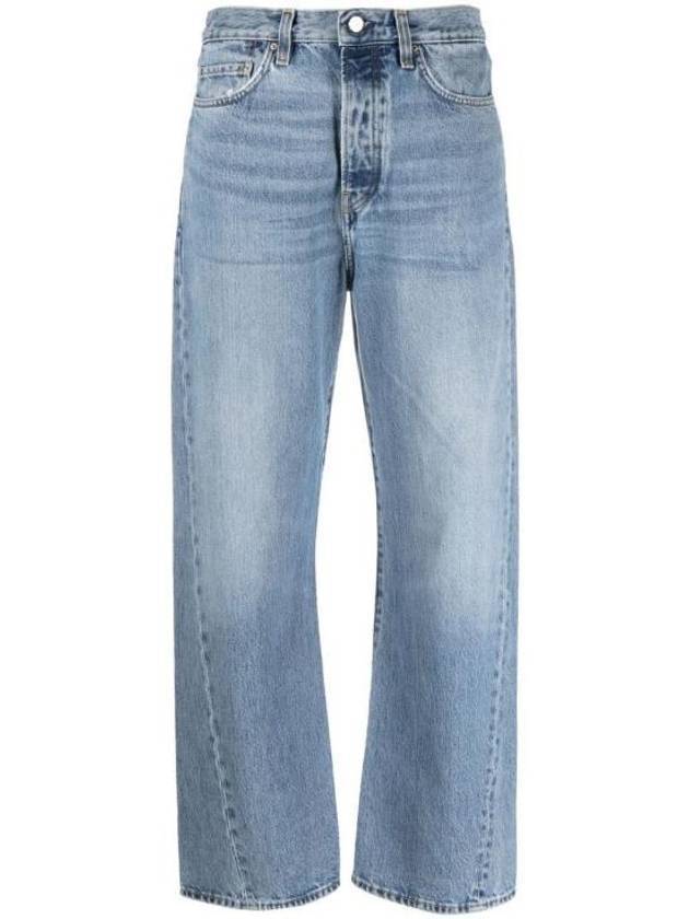 Women's Twisted Seam Denim Straight Jeans Blue - TOTEME - BALAAN 1