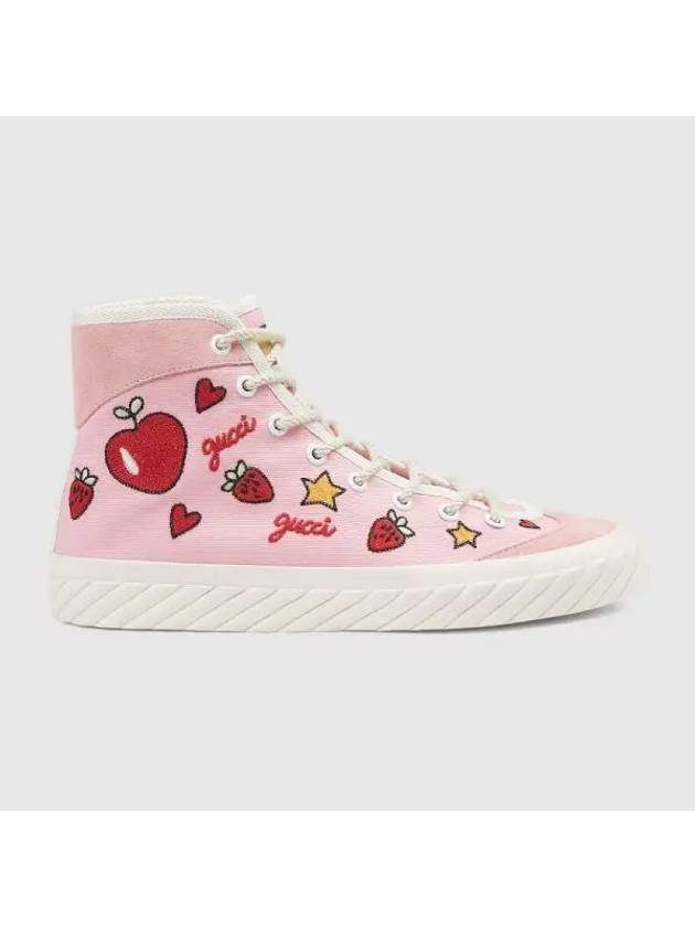 Women's Canvas High Top Sneakers Pink - GUCCI - BALAAN 1