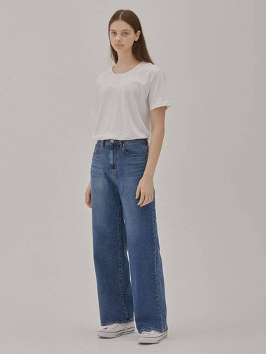 Straight High Waist Wide Jeans Blue - RYUL+WAI: - BALAAN 1